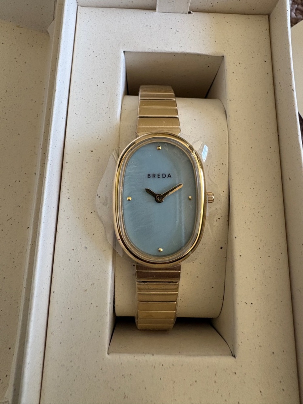 BREDA Women's Gold-Tone Smartwatch with Light Blue Dial